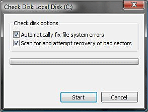 Windows Check Local Disk Settings
